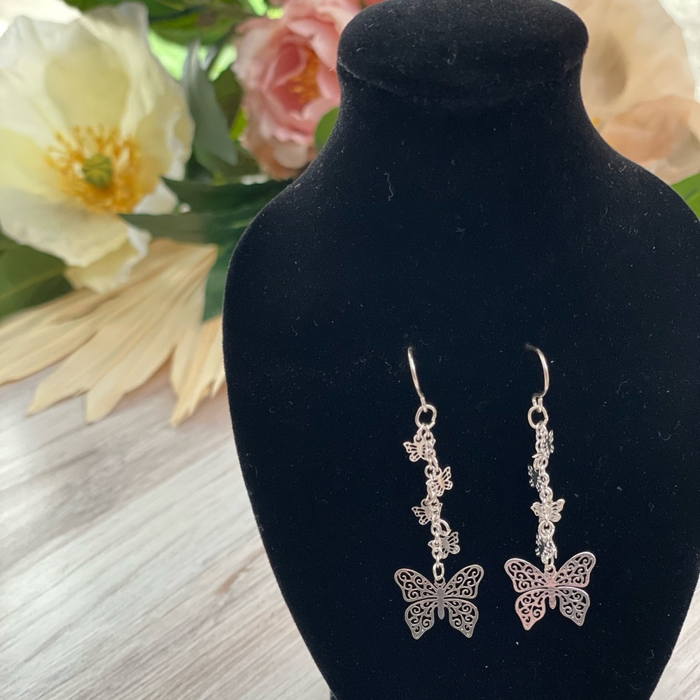 Silver Filigree Butterfly Earrings